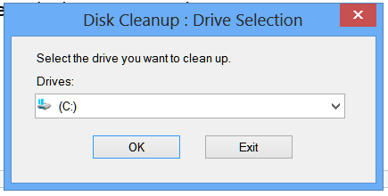 Selecting the Drive for Disk Cleanup